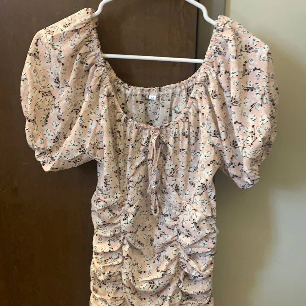SHEIN ruched light pink dress